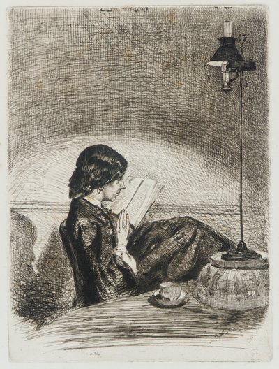 Læsning af Lamplight af James Abbott McNeill Whistler