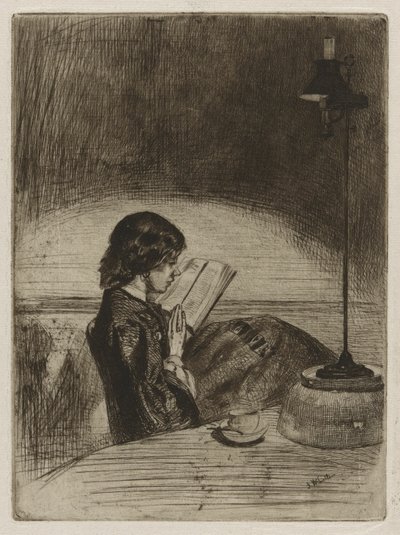 Læsning af Lamplight af James Abbott McNeill Whistler