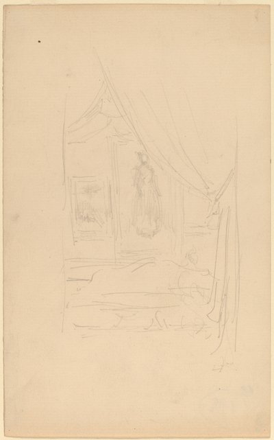 Skitse af Mrs. Godwins portræt, når den blev ophængt hos Society of British Artists af James Abbott McNeill Whistler