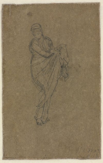 Stående kvinde, der holder sin kjole op (bagsiden) af James McNeill Whistler