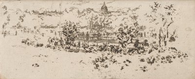 Pantheonet fra terrassen, Luxembourg-haven af James Abbott McNeill Whistler