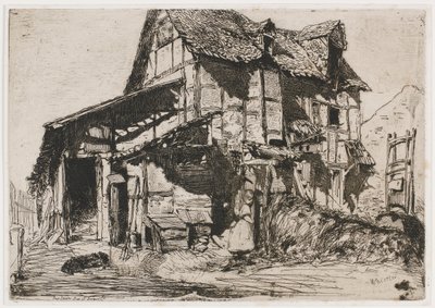 Den usikre bolig. En af de tolv ætsninger fra naturen (det franske sæt) af James Abbott McNeill Whistler