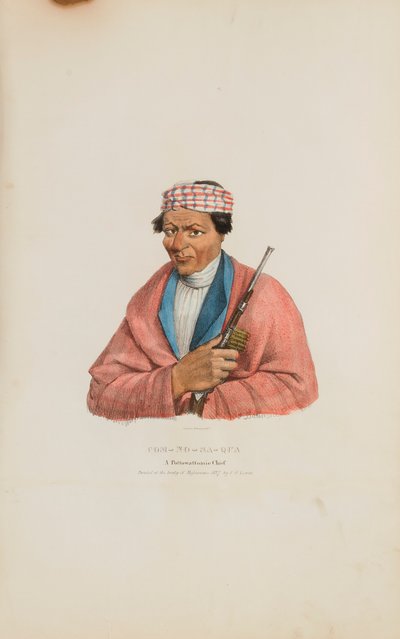 CAN-NO-SA-QUA; En Pottowattomie-høvding, fra The Aboriginal Portfolio af James Otto Lewis