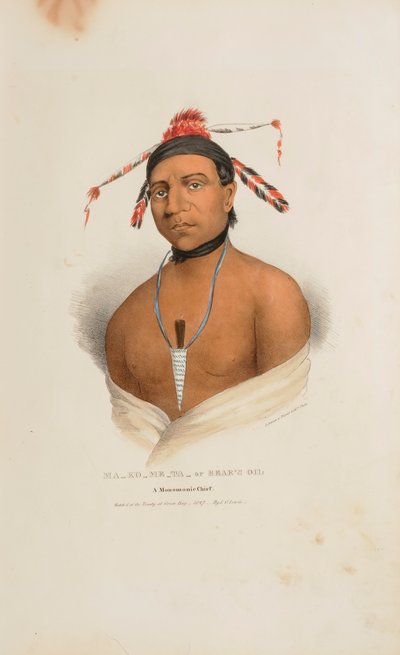 MA-KO-ME-TA eller Bjørnens olie; En Monomonie-høvding, fra The Aboriginal Portfolio af James Otto Lewis