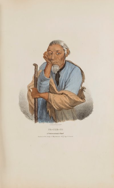 PE-CHE-CO; En Pottowattomie-høvding, fra The Aboriginal Portfolio af James Otto Lewis