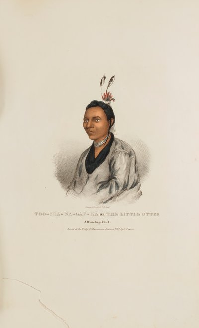 TOO-SHA-NA-GAN-KA eller Den lille odder; en Winnebago-høvding, fra The Aboriginal Portfolio af James Otto Lewis