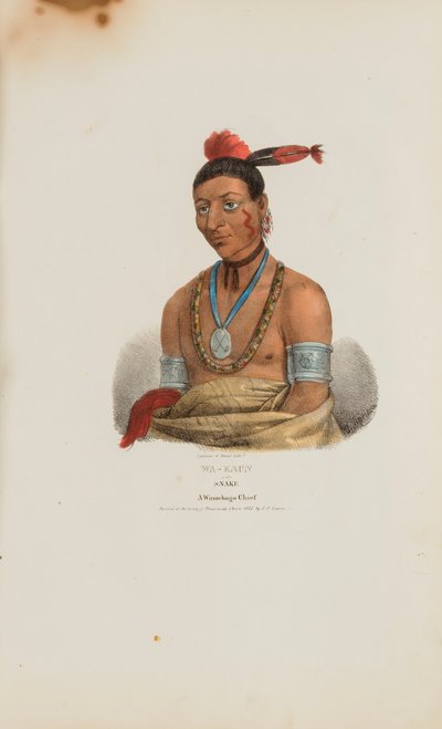 WA-KAUN eller Slangen; En Winnebago-høvding, fra The Aboriginal Portfolio af James Otto Lewis