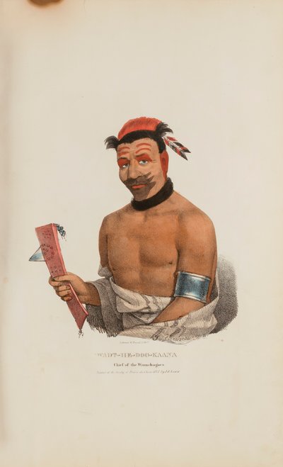 WADT-HE-DOO-KAANA; høvding for Winnebagoerne, fra The Aboriginal Portfolio af James Otto Lewis