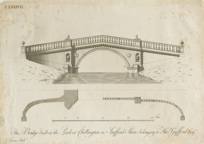 Chillington Park - Bridge: gravering, nd [c 1789] (tryk) af James Paine