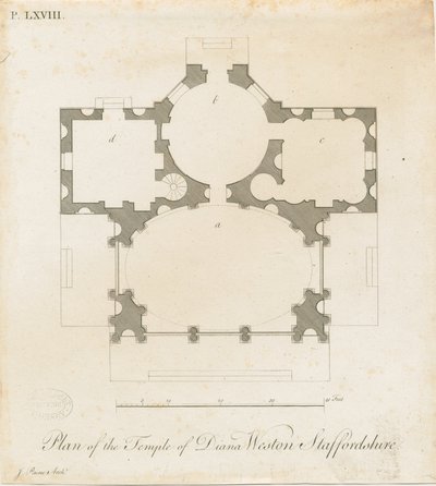 Weston-under-Lizard - The Temple of Diana: gravering, nd [c 1765-1770] (print) af James Paine
