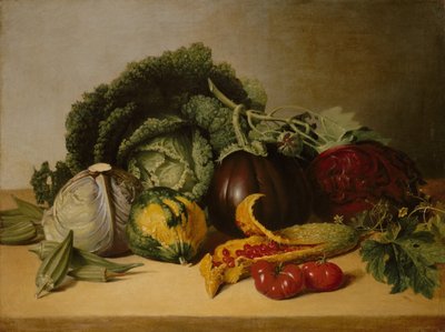 Stilleben: Balsamæble og grøntsager, ca. 1820