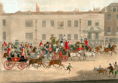 North Country Mails at the Peacock, Islington (James Pollard, 1821) af James Pollard