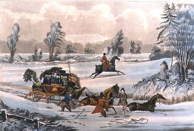 The Mail Coach in a Drift of Snow, indgraveret af G. Reeves, pub. af J. Watson 21/9/1825 (gravering) af James Pollard