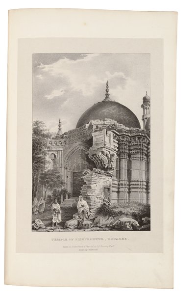 Vishweshwur-templet, Benares 1831-33 (litografi) af James Prinsep