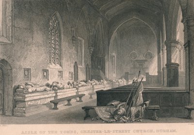 Aisle of the Tombs, Chester-Le-Street Church, Durham, 1834 af James Sands