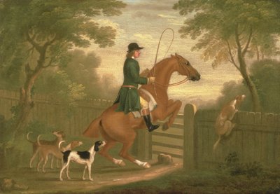 Jæger med sine hunde i et landskab af James Seymour