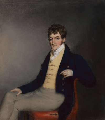 Portræt af en gentleman i en gul vest, ca. 1795 (pastel på papir) af James Sharples