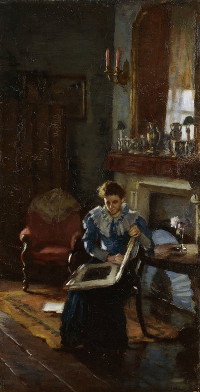 A Dublin Interiør, ca. 1915-20 (olie på lærred) af James Sinton Sleator