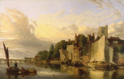 Lambeth fra floden ser mod Westminster Bridge af James Stark