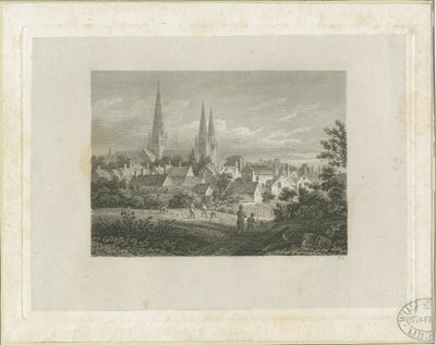 Lichfield Cathedral - North North West view (fjern): gravering, nd [c 1816] (print) af James Storer