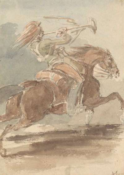 Trompetist på galopperende hest af James Stuart