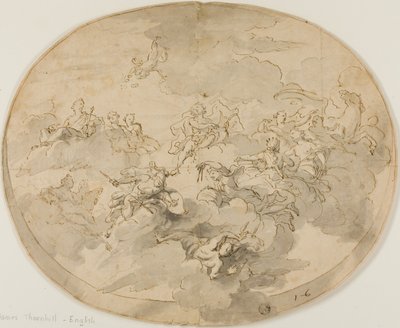 Design for Ceiling Fresco: Apollo and the Muses with Minerva Destroying Ignorance af James Thornhill