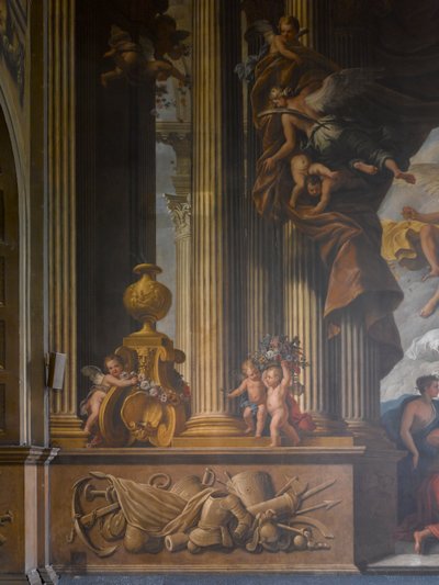 Detalje af den vestlige væg i den malede sal, ca. 1707-27 vægmaleri af James Thornhill