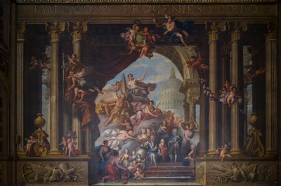Den malede sals vestmur, ca. 1707-27 (vægmaleri) af James Thornhill