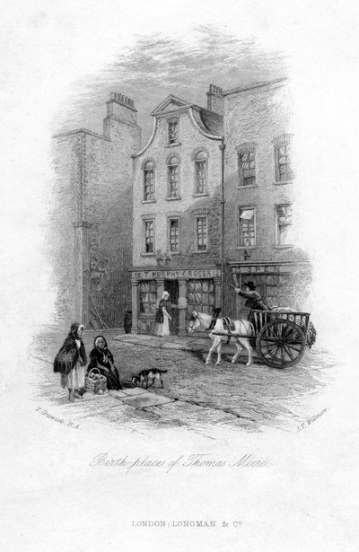 Thomas Moores fødested, Dublin, c1800-tallet. af James Tibbitts Willmore