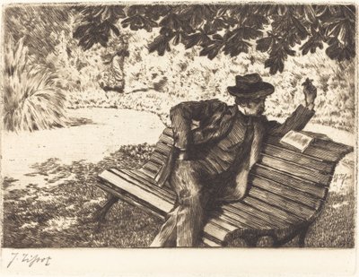 Denoisel læser i haven, 1882. af James Tissot