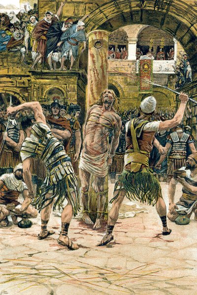 Jesus piskede i ansigtet, c1897 af James Tissot