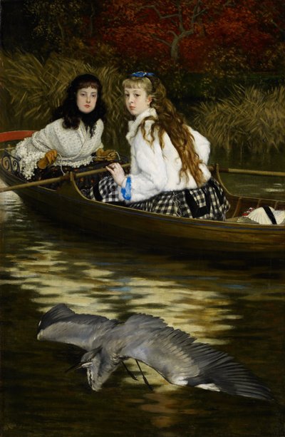 På Themsen, en hejre af James Tissot