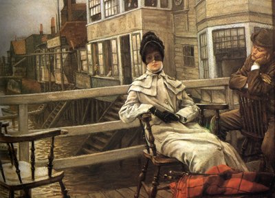 Venter på færgen II af James Tissot