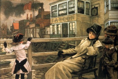 Venter på færgen I af James Tissot