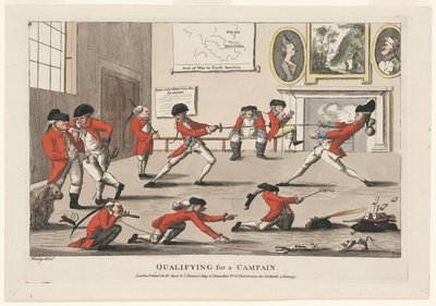 Kvalificering til en kampagne, pub. 1777 (håndkoloreret gravering) af James Verney