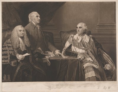 John Dunning, 1. baron Ashburton, med oberst Isaac Barre og William Petty, 2. jarl af Shelburne, markis af Lansdowne af James Ward