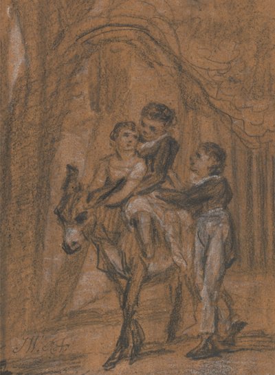 Studie til oliemaleriet "Børnene af Theophilus Levitt, Esquire". (Disse var børn af Theophilus Levett fra Staffordshire, en hyppig Ward-mæcen). af James Ward