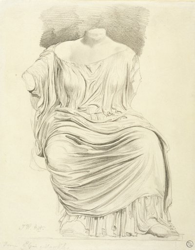 Studie af skulptur: fra Elgin Marbles (blyant på papir) af James Ward