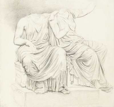 Studie af to hovedløse klassiske statuer (blyant på papir) af James Ward