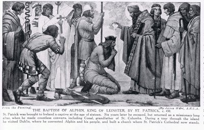 The Baptism of Alphin, King of Leinster, af St. Patrick, illustration fra 