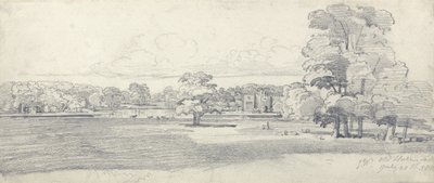 The Old Hall, Tabley, Surrounded by Parkland, 20. juli 1814 (blyant på papir) af James Ward