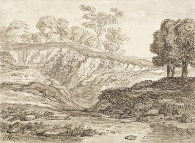 The Quarry (pen & brunt blæk med brun vask på papir) af James Ward