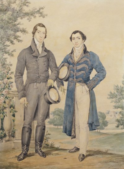 Portræt af to herrer, 1817 (blyant og wc, forhøjet med hvid) af James Warren Childe