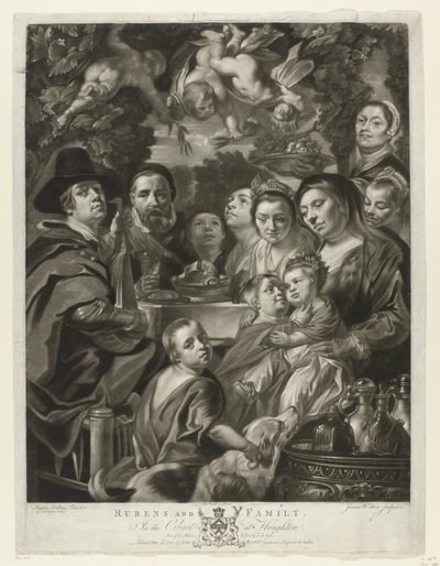 Portræt af Jacques Jordaens med sine forældre, brødre og søstre Rubens og familie (titel på objekt) Malerier fra The Houghton Gallery (serietitel) The Houghton Gallery (serietitel) af James Watson (prentmaker)