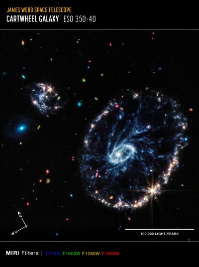 Cartwheel Galaxy (MIRI Compass Image) af James Webb Space Telescope (NASA)