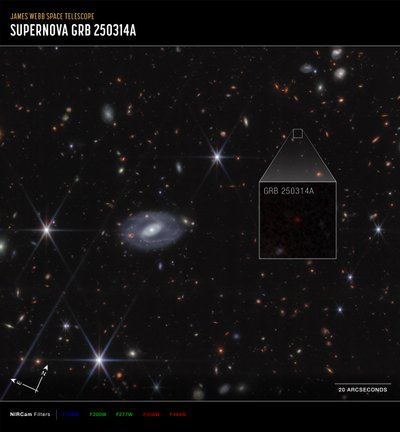 GRB 250314A – nærbillede (billede fra Compass NIRCam) af James Webb Space Telescope (NASA)