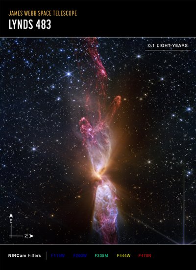 Lynds 483 (NIRCam-kompasbillede) af James Webb Space Telescope (NASA)