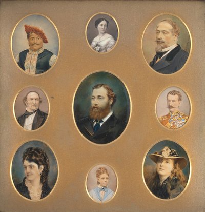Ni portrætter i original Passe-Partout, 1880