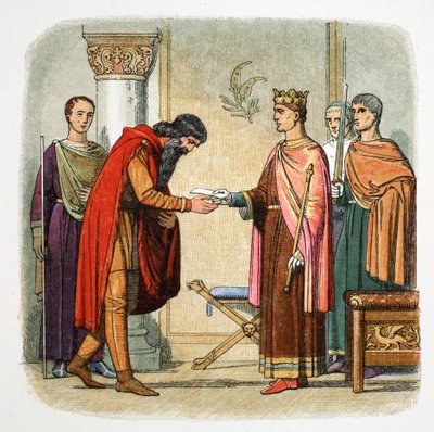 Henry II af England bemyndiger Dermot MacMorrough til at opkræve styrker, 1170 1864 af James William Edmund Doyle