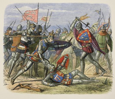 Henry V angrebet af hertugen af Alencon på slagmarken, fra A Chronicle of England BC 55 til AD 1485, pub. London af James William Edmund Doyle